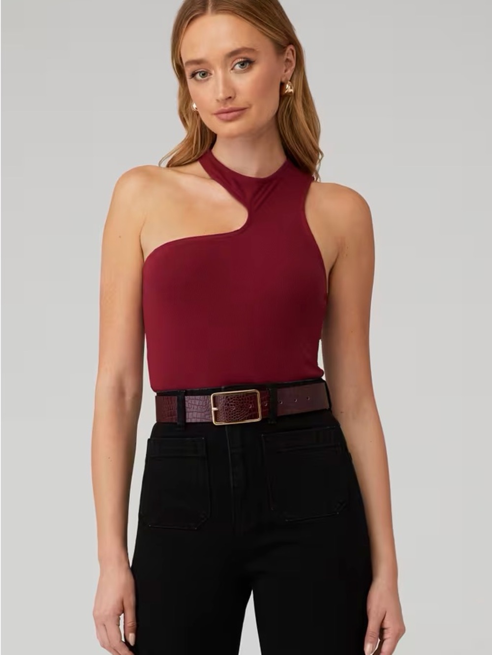 ASTR Cotton-Blend Women’s Burgundy One-Piece Bodysuit